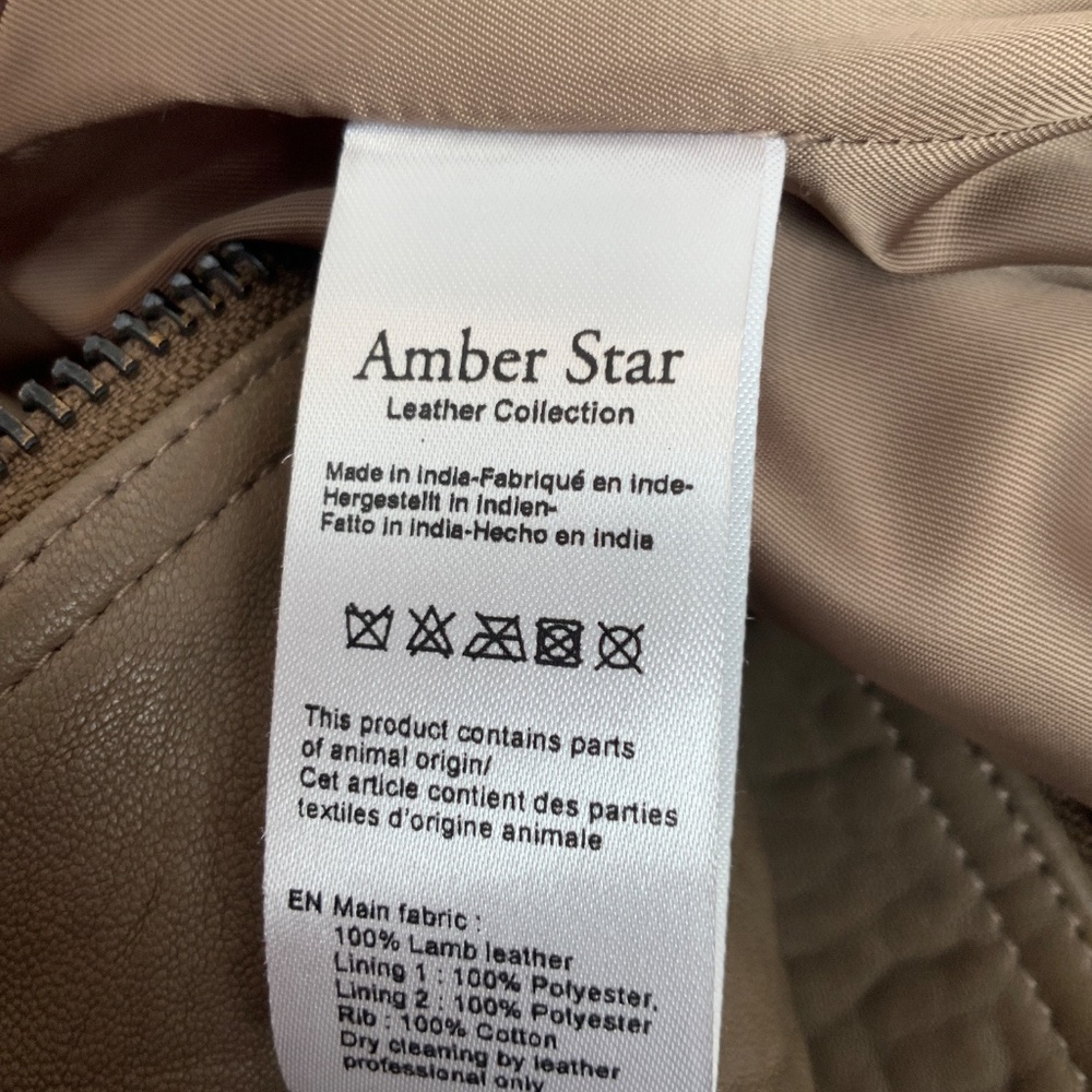 Amber Star Lamb Leather Bomber Jacket - image 4